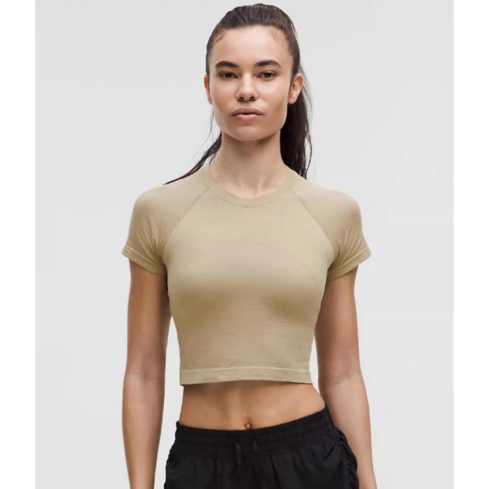 Lululemon Swiftly Tech Cropped Short-Sleeve Shirt 2.0  Sheer Oak Size 12 NWT